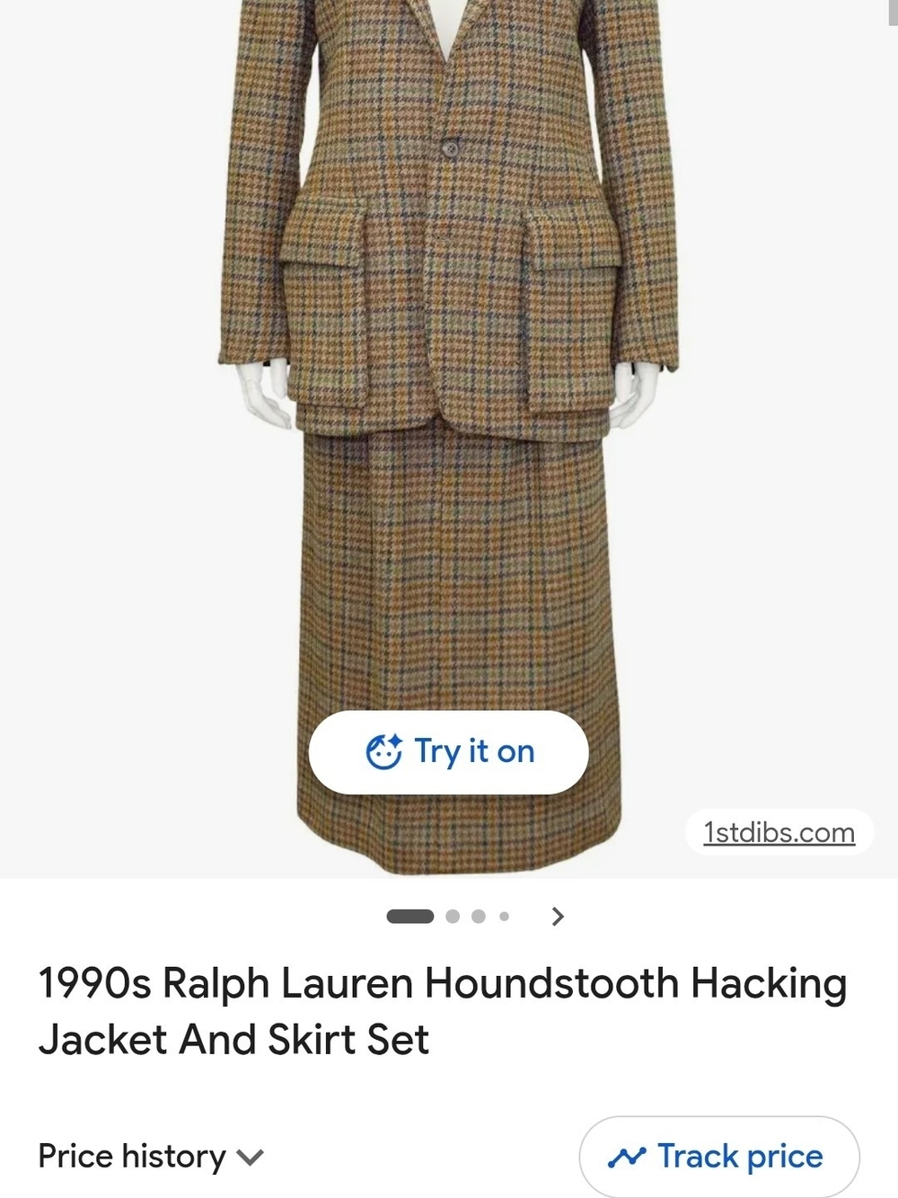Ralph Lauren Tan Brown Multi-Check Houndstooth Blazer